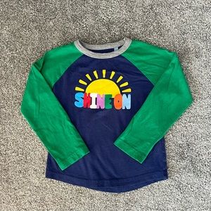 Boden top girls 4 5 blue green sunshine shine on long sleeve casual shirt school